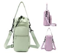 OLYGEE Water Bottle Shoulder Bag-Water Bottle Bag Can be worn across the body with Zipper Pocket for Walking, Hiking, Cycling (Green)