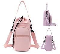 OLYGEE Water Bottle Shoulder Bag-Water Bottle Bag Can be worn across the body with Zipper Pocket for Walking, Hiking, Cycling (Pink)
