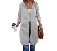 OLYGEE Wateresty Women Casual Zip Up Polyester Hoodies Long Sleeve Tunic Sweater Dress with Side Pockets (Light Gray,XXL)