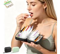 OLYGEE Waterproof Pill Pouch Set - 14 Bags, Travel Pill Organizer with Crush-Resistant Shell, Holds 7 to 14 Days of Meds & Medicine for On-the-Go (Black)
