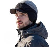 OLYGEE Windproof Thermal Cap with Visor - Fleece-Lined Winter Beanie for Ultimate Cold Protection & Style (# B)