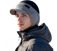 OLYGEE Windproof Thermal Cap with Visor - Fleece-Lined Winter Beanie for Ultimate Cold Protection & Style (# D)
