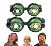 OLYGEE Winking Glasses-Funny Winking Glasses Kinetic Crazy Eyes with Manual Blink Action Blinking Glass for Performances for Instant Laughter (Green,2pcs)
