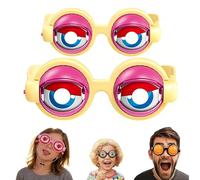 OLYGEE Winking Glasses-Funny Winking Glasses Kinetic Crazy Eyes with Manual Blink Action Blinking Glass for Performances for Instant Laughter (Yellow,2pcs)