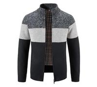 OlyljpinZ Gilet Cardigan Hommes Casual Veste en Maille Grosse Automne Hiver Zippé Chaud Pull Épais Décontractée Chandail avec Col Montant Doublé en Polaire Sweatshirt Manche Longue Tricoté Sweater