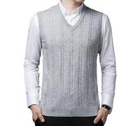 OlyljpinZ Homme Gilet Pull Col en V sans Manches Classique Business Gentleman Tricots Débardeurs Slim Automne Hiver Chaud Pull-Over Wool Cardigan