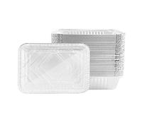 Olymajy Plat en Aluminium Jetable, Plateau en Aluminium Jetable, 25 grands plateaux de papier daluminium de pièces avec le couvercle, contenants de nourriture de papier daluminium de 850 ml