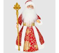 OLYMP DED Moroz, figurine de Père Noël en rouge et doré avec récipient à bonbons 40 cm