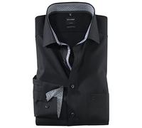 OLYMP Global Kent Luxor Chemise d'affaires à manches longues pour homme, couleur unie, coupe moderne, Noir , 44