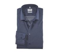 Olymp Homme Chemise d'affaires Manches Longues Level Five,Impression rotative sur uni,Body fit,Kent Moderne,Bleu (Marine 18),44