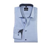Olymp Homme Chemise d'affaires Manches Longues No. Six,Faux uni,Super Slim,Kent Moderne,Bleu (Bleu 11),42