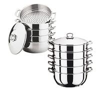 Olymp Set de cuiseur vapeur 28cm en acier inoxydable de qualité supérieure, ronde, polie, pour toutes les plaques de cuisson dont induction, entretien facile, cuisine bio