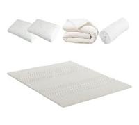 OLYMPE LITERIE - Pack Surmatelas + Protège matelas + Couette + Oreiller 140x190 cm Blanc