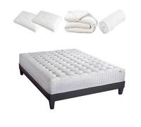 OLYMPE LITERIE Pack Prêt à dormir APOLLON 140x200 cm Matelas Mémoire de forme + Sommier + Accessoires