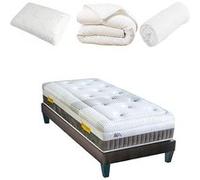 - Pack Prêt à dormir DELPHES 90x200 cm - Matelas Mémoire de forme + Sommier + Accessoires