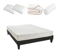 OLYMPE LITERIE - Pack Prêt à dormir POSEIDON 90x190 cm - Matelas Mémoire de forme + Sommier + Accessoires G
