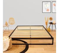 Olympe Literie Sommier à Lattes 140x190cm Pandore Hauteur 25 cm | Cadre de lit en métal Noir avec 13 Lattes en Bois de peuplier | Rangement sous Le lit | Montage Facile