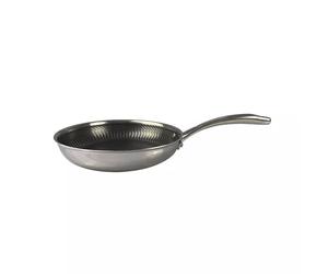 OLYMPE Poêle inox tri-plis + Revêtement maillage acier antiadhésif D24 cm