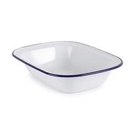 Olympia - 6 plats rectangulaires émaillés 280 x 190 mm, blanc et bleu, acier émaillé, plats rétro, vaisselle de camping pour l'extérieur, compatible lave-vaisselle, GM510