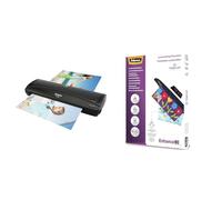 Olympia A 330 Plastifieuse format max. DIN A 3 (330 mm), chaud froid, 6 pochettes incluses (3 x DIN A 4 et 3 x DIN A 5), Noir & Fellowes 5306114 Pochettes de plastification A4 80 microns par 100