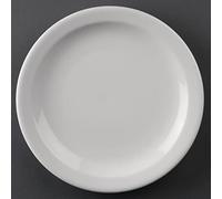 Olympia Assiette Athena à bord étroit 205 mm (Lot de 12), Porcelaine Blanche, Service d'assiettes, Vaisselle de Restaurant, Vaisselle, Passe au Micro Ondes, CF362