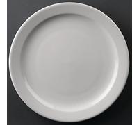 Olympia Assiette Athena à bord étroit 254 mm (lot de 12), porcelaine blanche, ensemble d'assiettes à dîner, vaisselle de restaurant, Passe au micro ondes, CF364