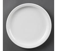 Olympia Assiette Whiteware à bord étroit 23 cm (lot de 12), blanc, porcelaine super vitrifiée, petites assiettes plates, Passe au four, au micro ondes, au lave vaisselle, Certifié BS4034, CB489
