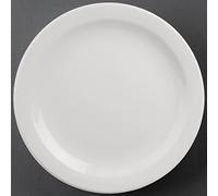 Olympia - Assiettes à bord étroit Olympia Athena 284 mm/11 1/4, lot de 6 - Service de table en porcelaine blanche entièrement vitrifiée, vaisselle de restaurant, lavable au lave-vaisselle CF365
