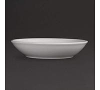 Olympia Assiettes creuses blanches Whiteware 20cm (Lot de 6), en porcelaine blanche, garantie à vie contre les éclats de bord, Passe au micro ondes, Porcelaine certifiée BS4034, CM188