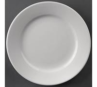 Olympia Athena Assiettes à bord large 202mm (lot de 12), porcelaine blanche, passe au micro-ondes, au four et au lave-vaisselle, CC207