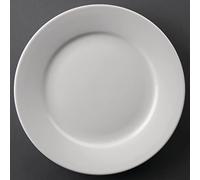 Olympia Athena Assiettes à bord large 228mm (lot de 12), porcelaine blanche, passe au micro-ondes, au four et au lave-vaisselle, CC208