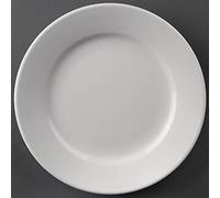 Olympia Athena Hotelware Assiettes blanches à larges bords, lot de 12, diamètre : 165 mm / 6 1/2 pouces, qualité professionnelle, CC206