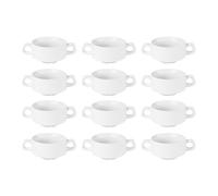 Olympia Athena Hotelware - Bols à soupe empilables blancs munis d'une anse 290 ml, lot de 12, diamètre : 107 mm, porcelaine résistante aux éclats, qualité professionnelle pour la restauration | CF369