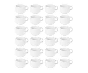 Olympia Athena Tasses empilables 200ml (lot de 24), porcelaine blanche, résistantes aux éclats, compatibles avec la soucoupe CC202, passent au micro-ondes/lave-vaisselle, CC200
