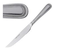 Olympia Bead Couteau à viande (lot de 12), en acier inoxydable poli, taille : 225 (L) mm, lame dentelée, couteaux de table, passe au lave-vaisselle, usage professionnel et domestique, DL102