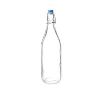 Olympia Bouteille d'eau en verre avec bouchon, 1 litre (lot de 6), couvercles rabattables transparents et sécurisés, brassage maison, kombucha, pré mélanges de bar, passe au lave verre, GG930