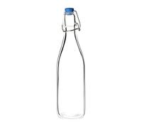 Olympia Bouteille d'eau en verre avec bouchon, 520 ml/ 17,5 oz (lot de 6), couvercles rabattables transparents et sécurisés pour eau, brassage maison, pré-mélanges de bar, passe au lave verre, GG929