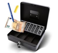 Olympia CB 770 Plus Caisse à Monnaie avec Détecteur de Faux Billets GENIE (en Acier Revêtu par Pulvérisation, Poignée Escamotable, Serrure à Cylindre de Sécurité, 30 x 24 x 9 cm), Noir