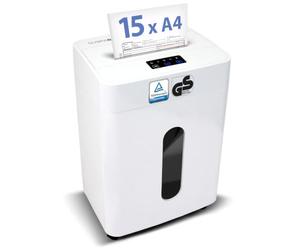 Olympia CC 2515 S Destructeur de Documents et de Papier pour Documents, CD, DVD et Cartes de crédit P4 Coupe en Particules 15 Feuilles 25 l Appareil Ultra Silencieux Seulement 43 DB