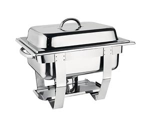 Olympia Chauffe plats Milan en acier inoxydable 1/2 GN, 3,7 litres, Argent, Comprend un couvercle isolant thermique, un bac à eau, un bac à nourriture, un cadre, un support de carburant, CN607