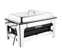 Olympia CM266 Chauffe-Plat électrique 100 mm de Profondeur avec Support de poêleà température réglable, Argent