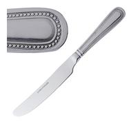 Olympia Couteau de table Bead en acier inoxydable, (lot de 12), Argent, 225(L) mm, 18/0 hautement poli, Bordure perlée, Poignée solide, Utilisation commerciale et domestique, C125