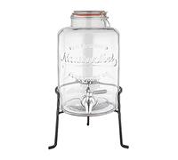 Olympia Distributeur d'eau rétro en verre avec socle, 8.5L, 460(h)x200(l)x210(p)mm, support en fil et robinet en acier inoxydable, verre transparent, couvercle verrouillable, CK939