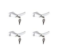 OLYMPIA FGS 100 - Lot de 4 poignées de fenêtre verrouillables avec 2 clés chacune | Verrouillage de fenêtre avec serrure | Carré 7 x 7 mm | Longueur de la tige 35 mm | Métal revêtu | Blanc
