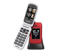 Olympia Janus Téléphone Portable à Rabat pour Seniors avec de Grandes Touches Écran Couleur 2,4" Rouge sans contrat Appel d'urgence (SOS) Bouton Rouge