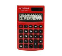 Olympia LCD 1110 Calculatrice de Poche Solaire 10 Chiffres avec Pile - Calculatrice Compacte avec Pourcentage, Racine Carrée et Mémoire - Étui Inclus - Bureau, École et Maison - Rouge