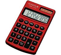 OLYMPIA LCD1110R - Calculatrice Rouge - Ecran 10 chiffres - Double Alimentation