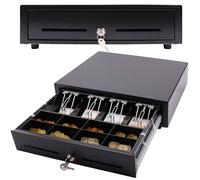 Olympia LD 410A Caisse à 8 compartiments pour pièces de monnaie et 4 pour billets, caisse enregistreuse RJ-12 12-24 V, métal, noir, 41,5 x 41 x 10,5 cm