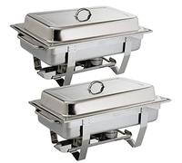 Olympia Chauffe-plat Milan GN 1/1 S300 – Lot de 2, inox 9 L, argent, couvercles isolants thermiques