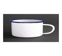 Olympia Lot de 6 Grandes Tassesà Soupe en Émail Blanc Bleu 670 ml